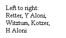 Text Box: Left to right:
Retter, Y Aloni,
Witztum, Kotzer, H Aloni